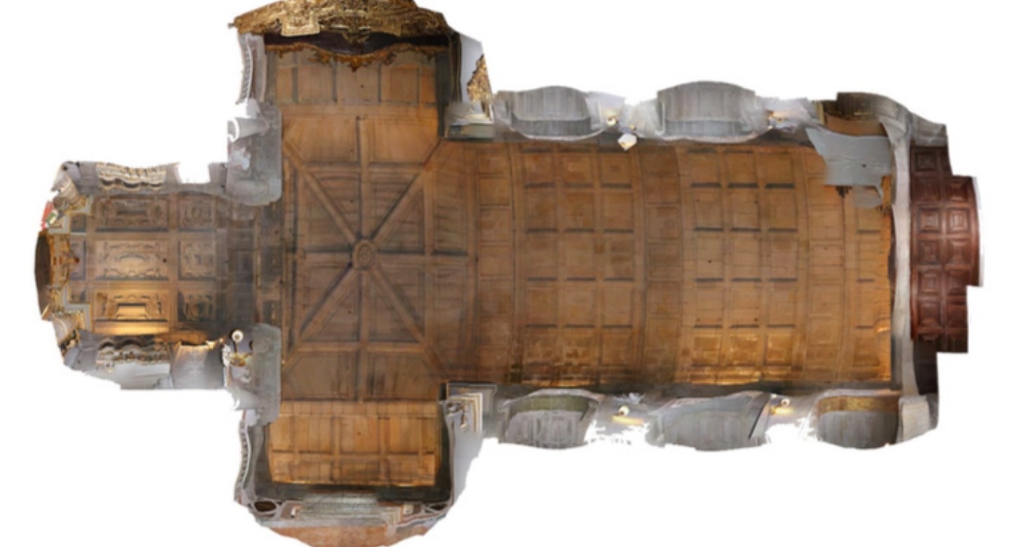 Photogrammetric reconstruction showing the interior of the Igreja dos Grilos in Porto